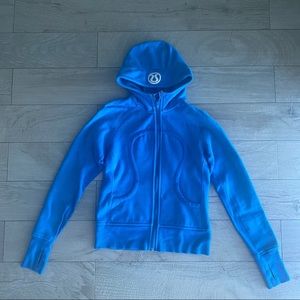 Scuba fitted blue hoodie full zip up